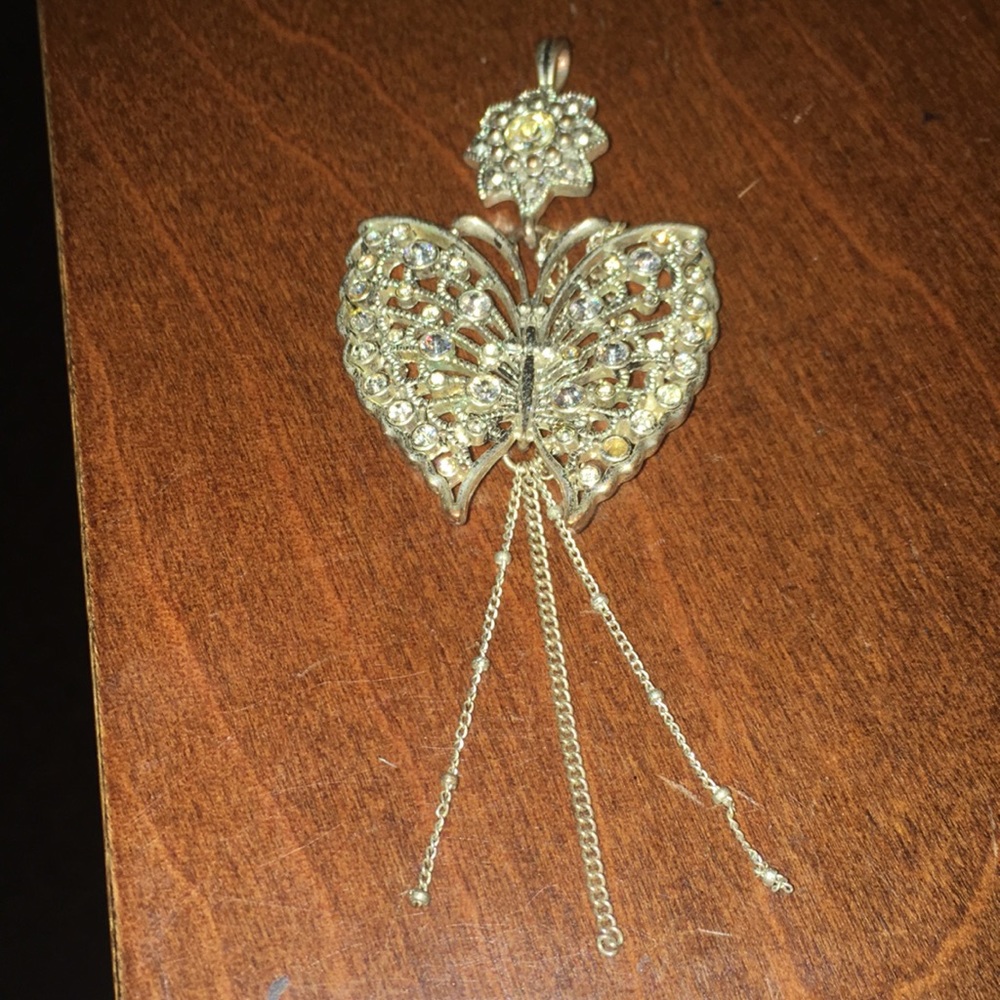 Rhinestone and sterling silver necklace pendant